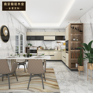 Nanjing whole house custom solid wood cabinet custom quartz stone countertop open kitchen manufacturers