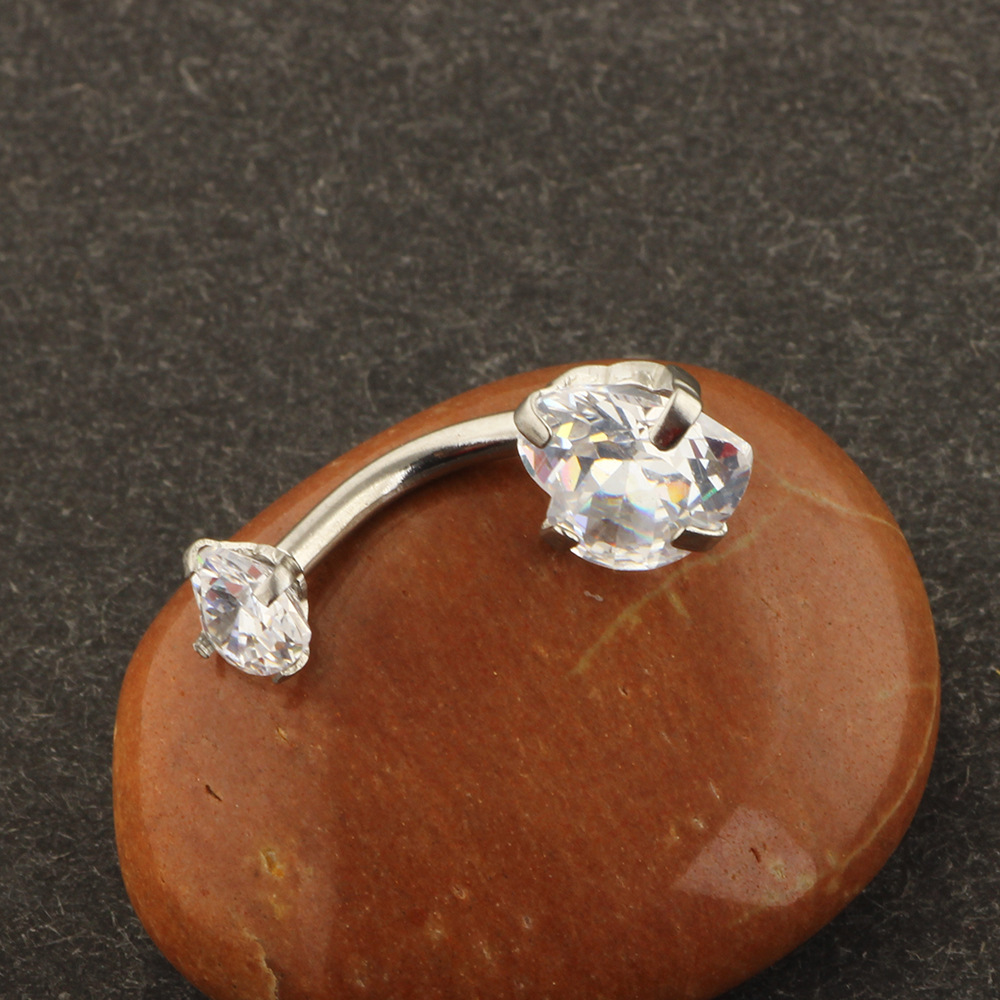 New Small Navel Ring with CZ Gem Stainless Steel Belly Button Piercing Jewelry Peach Fashion detail image 12