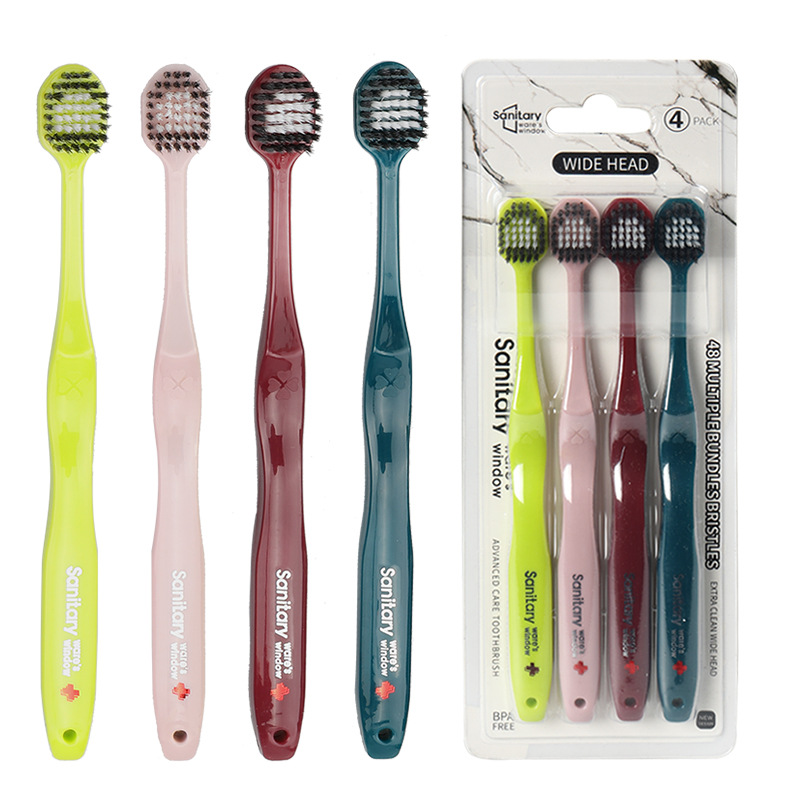 4 En Stock limpieza familiar pareja cepillo de dientes de cerdas suaves de cabeza ancha Los comerciantes en línea con productos seleccionados cepillo de dientes adulto ancla mismo estilo