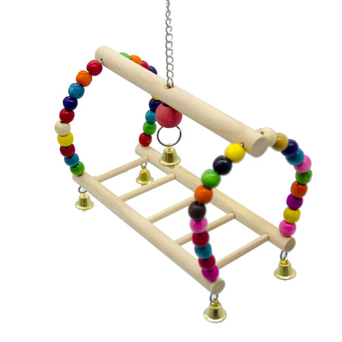 Parrot toy bird toy colored wood beads suspension bridge suspension ladder swing swing chain swing