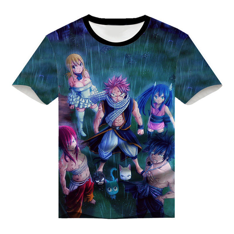 动漫服装妖精的尾巴 露西 哈比 全彩短袖T恤男女衣服半袖外贸PU15