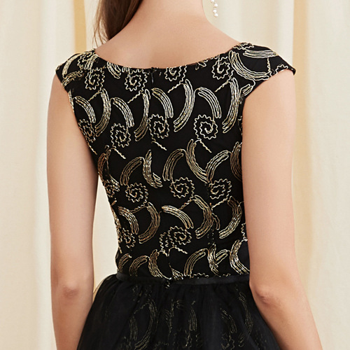 Evening Dresses cocktail party banquet dress vestido de banquete de cóctel Evening dress embroidered high waist Black Sleeveless Dress