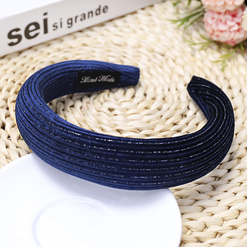 South Korea's New High-end Headband Corduroy Sponge Headband Solid Color Fabric Hair Accessories Wholesale Nihaojewelry display picture 8