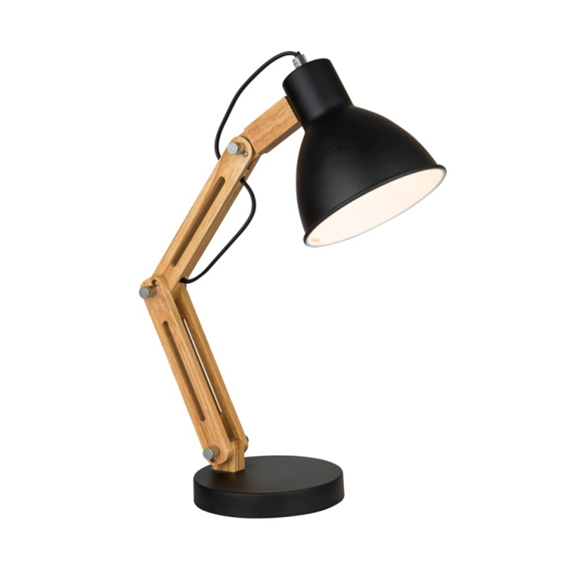 北欧ins简约创意卧室书房学生宿舍办公室实木艺铁艺折叠护眼台灯