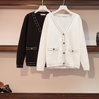 2019微胖MM新款小香风时尚毛衣大码宽松显瘦很仙的针织衫上衣|ru