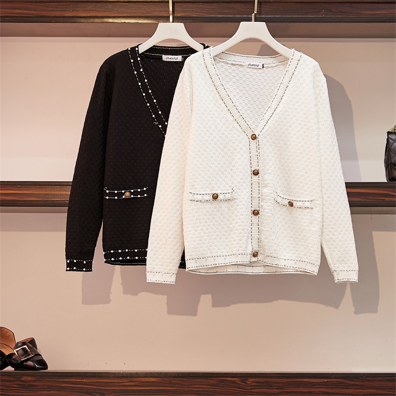 2019微胖MM新款小香风时尚毛衣大码宽松显瘦很仙的针织衫上衣|ru