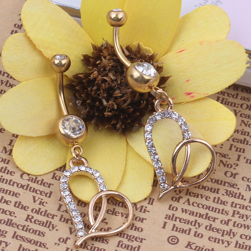 Heart-Shaped Belly Button Ring Navel Jewelry Stainless Steel Navel Ring for Women detail image 12