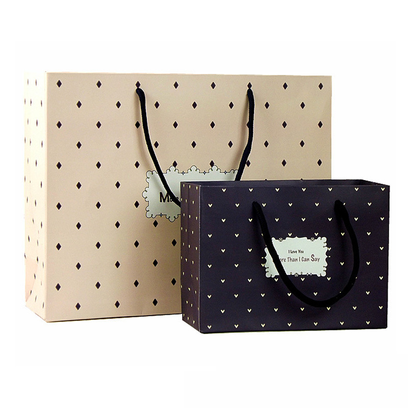 简约清新纯色底点点爱心礼品袋服装纸袋大中小号糖果服装袋手提袋|ms