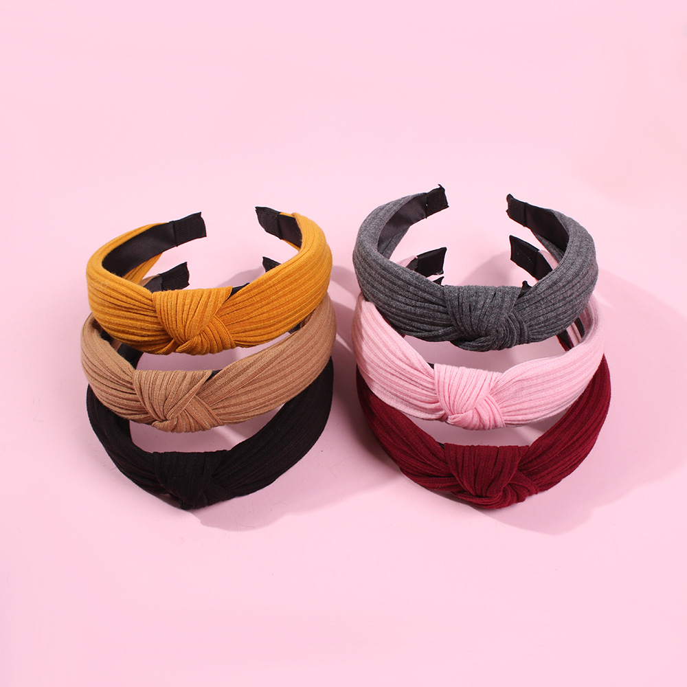 Hot Vintage Hair Hoop Fabric Wide-end Knotted Hair Accessories Headband Women display picture 14