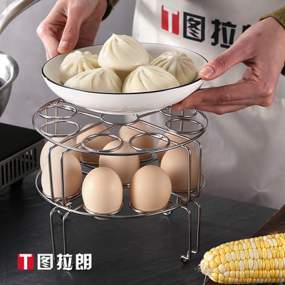 304不鏽鋼蒸籃7孔9孔雞蛋蒸架可疊加電飯鍋蒸格蒸籠蒸屜套裝