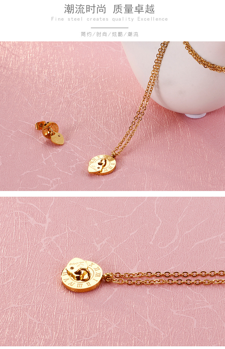 Heart Pattern Fashion Heart 18K Gold Plated Titanium Steel Wholesale