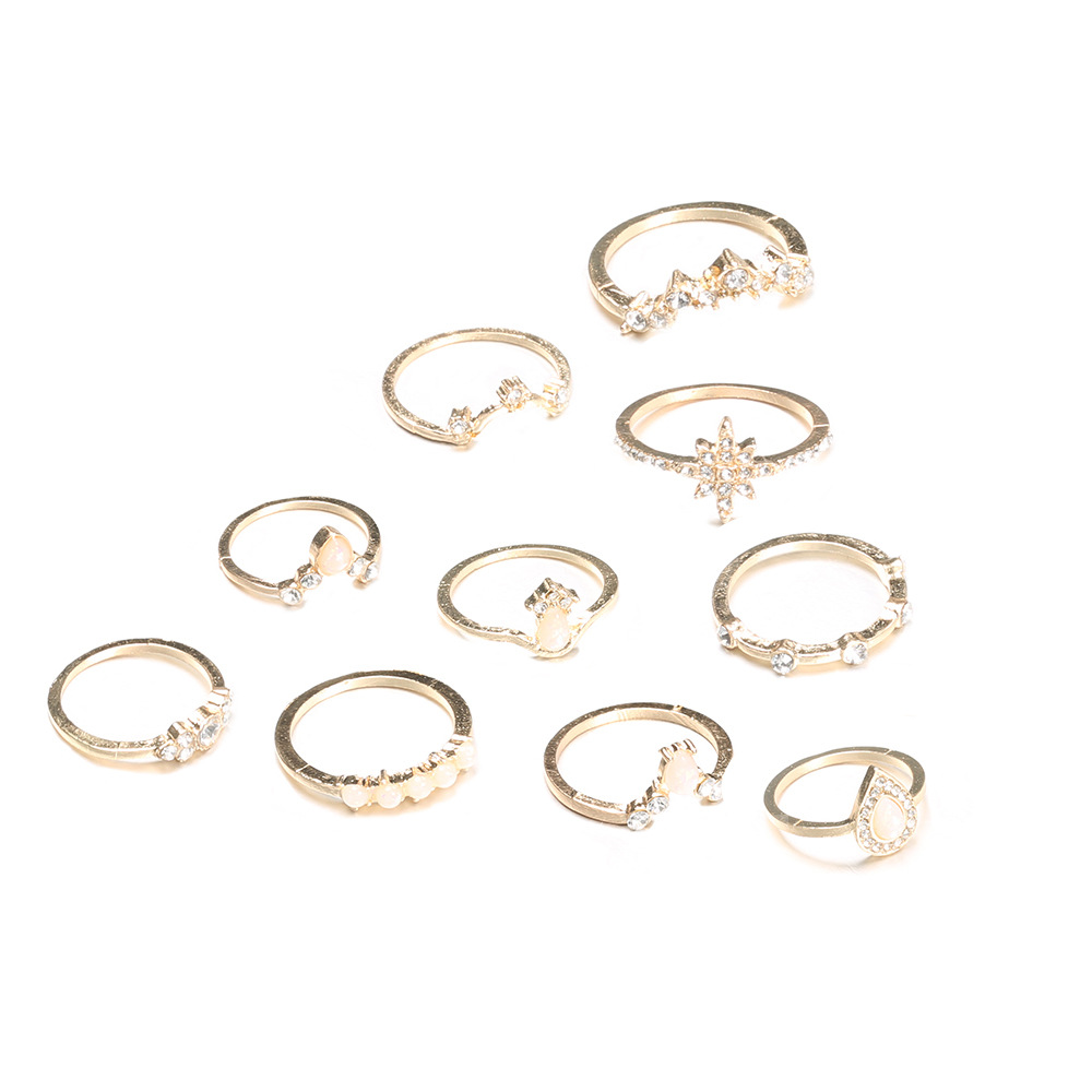 Festival Occasion Fashion Crown Alloy Plating Artificial Gemstones Women'S Ring Sets