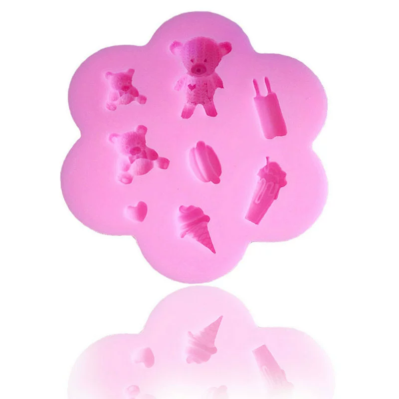 Silicone mold for ice cream, fondant, clay, decorations, with little bears