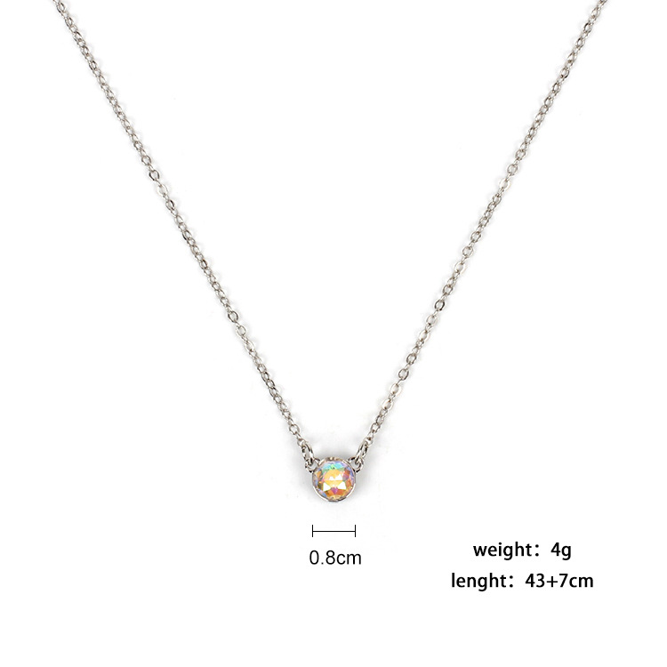 Wish Cross-Border New Accessories Simple and Stylish Personality Color Zircon Necklace Temperament W