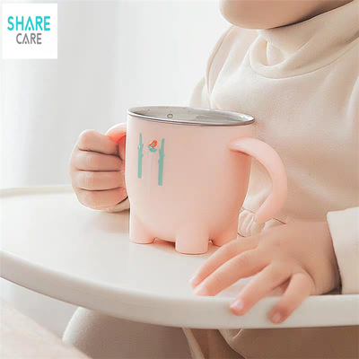 Sharecare baby 316L Stainless steel kindergarten household glass children Fall Milk Cup double-deck heat insulation