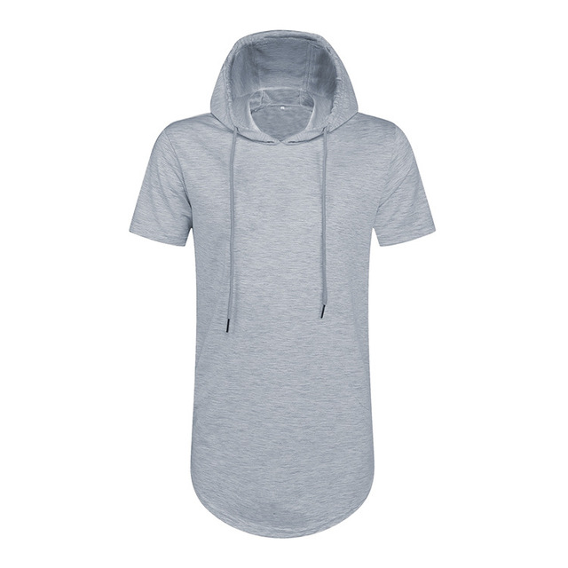 Hip hop short sleeve side zipper hooded Pullover Sweater hooded circular hem T-shirt