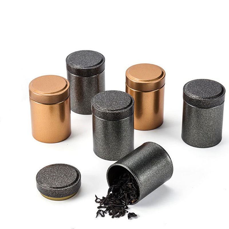小号铁罐茶叶罐迷你圆罐一泡小罐子复古金属磨砂铁密封罐包装定制