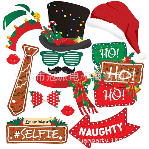 Amazon DIY Christmas Funny Photo Booth Santa Hat Party Decor 38 Piece Set Photo Props