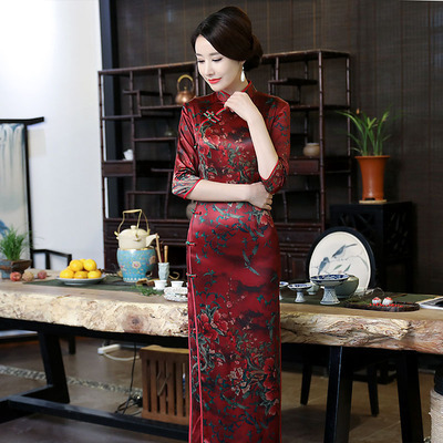Chinese Dress Qipao for women Large long cheongsam dress with large size Robes chinoises