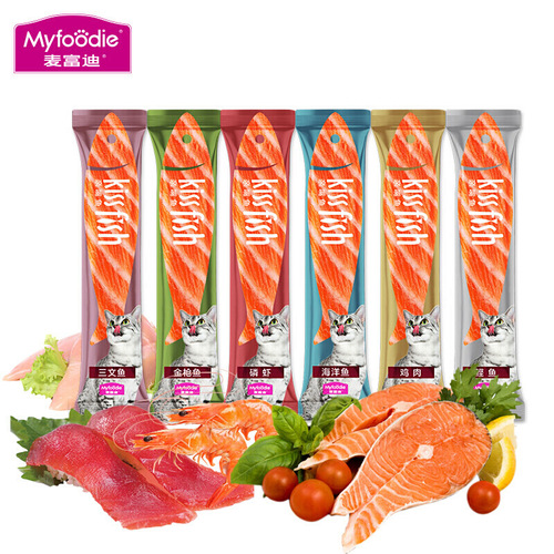 McFoodie cat snacks chicken salmon tuna liquid cat strips canned cat wet food cat pudding 14g*5 pieces