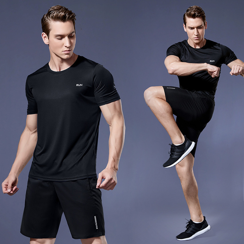 Couple Sports Suit Summer Men's Fitness Quick-drying Training Suit Casual Loose Running Short-sleeved Sportswear Two-piece Set