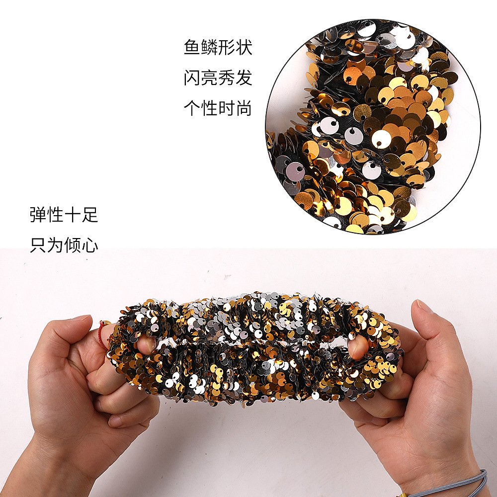 The New Fashion Two-color Flipped Fish Scale Large Sequins Cheap Scrunchies Wholesale display picture 16