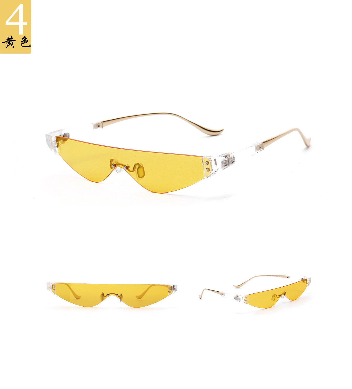 Half Metal Triangle Glasses Transparent Colored Retro Sunglasses Wholesale display picture 6