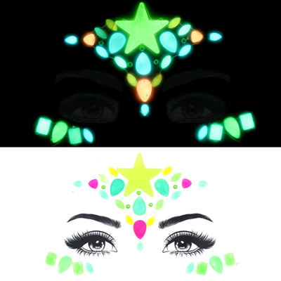 万圣节火爆夜光鬼节脸贴钻EDM胸部贴钻水晶钻石眉心贴钻 夜光脸贴|ms