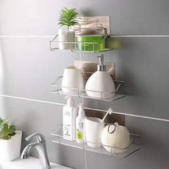 Non-piercing bathroom storage shelf stainless steel toilet washroom organizer sink bathroom kitchen triangular wall-mounted