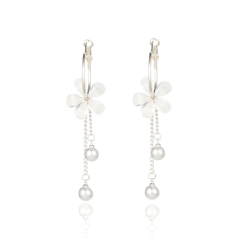 Dangling Earrings Classification 1 Pair Simple Style Flower Arylic Imitation Pearl Alloy Plating Women's Dangling Earrings