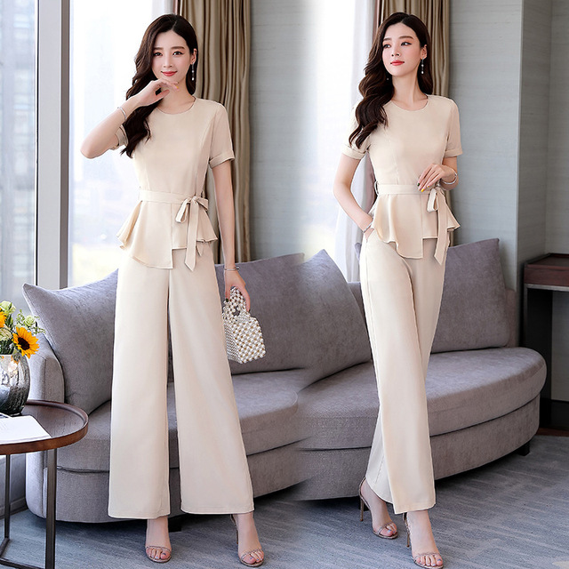 Fashion Broad-legged Pants Suit Summer New Two-piece Set  