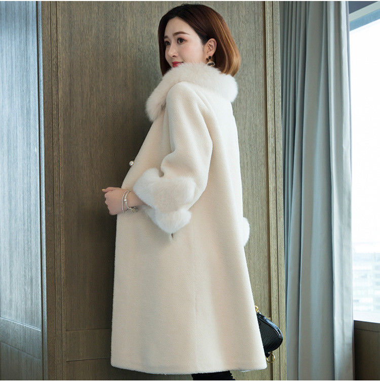 Abbigliamento Donna Cappotto di pelliccia di agnello Cappotto di pelliccia di volpe medio e lungo da donna Cappotto di pelliccia di velluto granulare_voghion.com