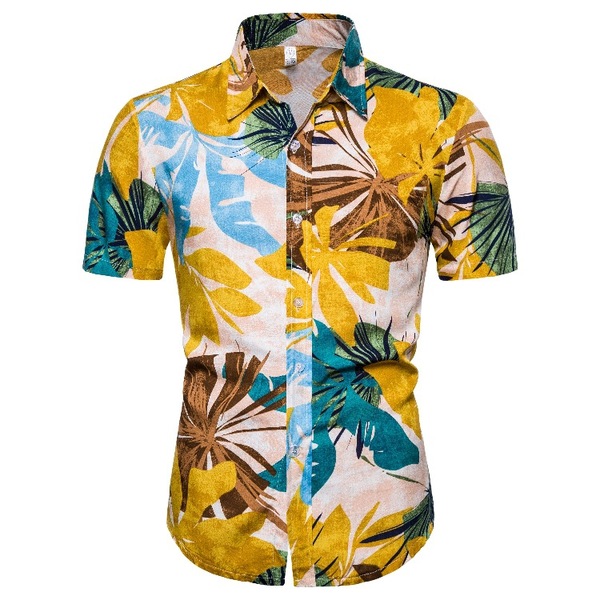 Hawaiian high quality cotton short sleeve Lapel shirt