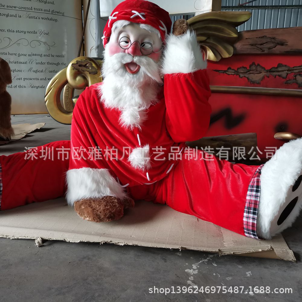 供应圣诞老人玻璃钢卡通 仿生仿真人像造型  影视动漫玻璃钢卡通
