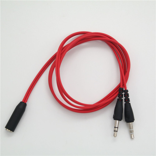 Zhongshan Zhensheng one-to-two audio cable mobile phone headset to computer voice adapter cable black and white red and green 1M long