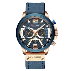Curren/Carren's new 8329 men's watch business belt watch calendar men's watch six-needle quartz watch