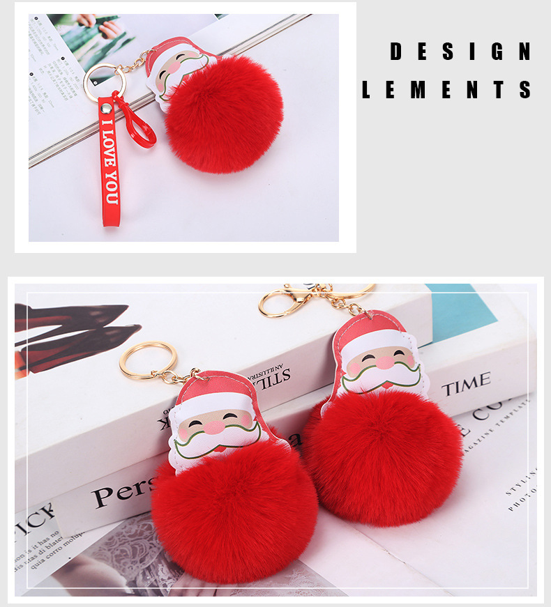 Cute Santa Claus Alloy Plush Plating Bag Pendant Keychain display picture 5