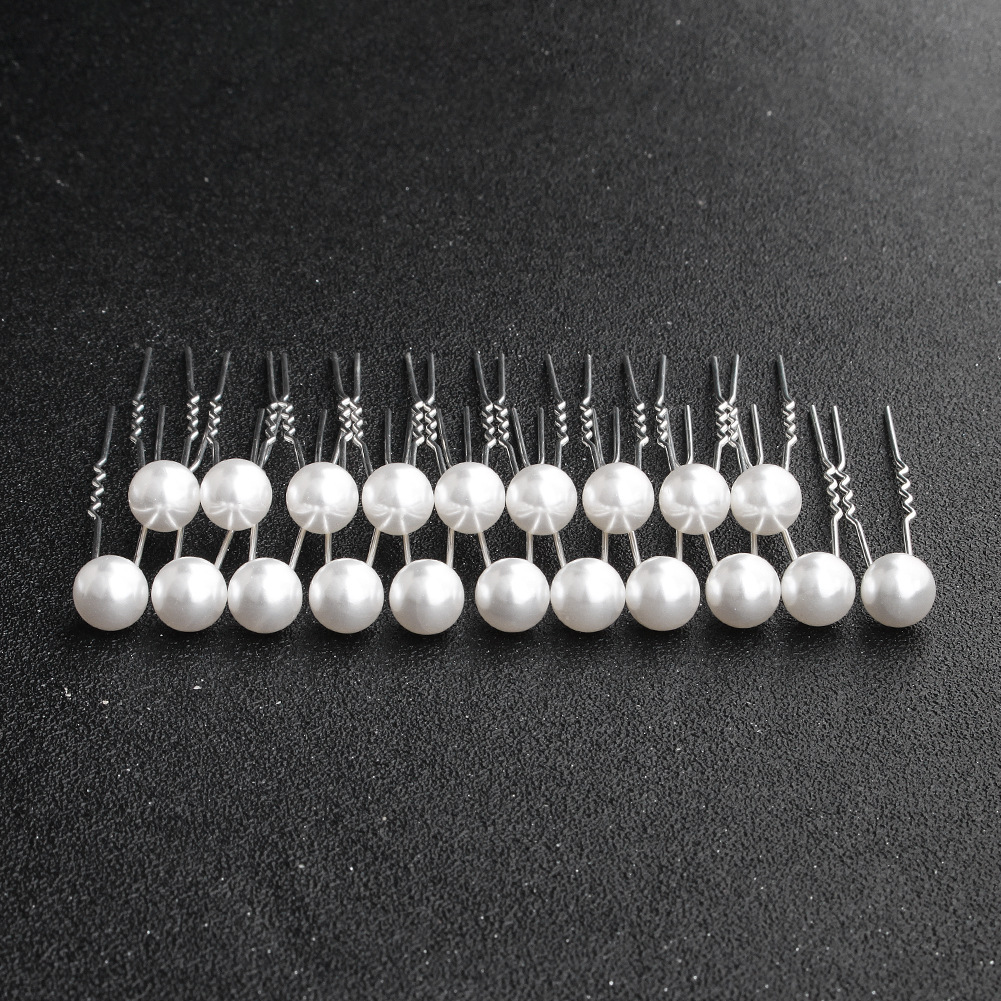 New Bridal Headgear Daily Simple Pearl U-shaped Hairpin Set display picture 2