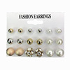 Matte earrings from pearl, set, 9 pair