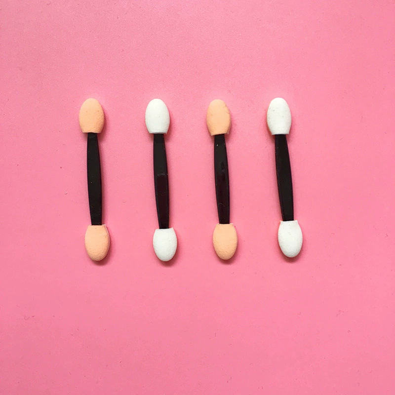 Фабричная прямая одноразовая кисть для теней для век двуглавая губка палочка для теней для век Кисть для макияжа кожа белая двухцветная кисть для теней для век