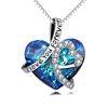 Accessory heart shaped, marine pendant, crystal heart-shaped, necklace, European style, wholesale