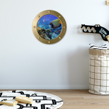 EW007潜水艇窗户墙贴海底世界3D贴纸 儿童房卧室客厅家居装饰贴