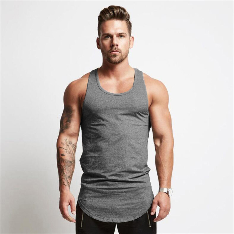 Comercio exterior luz tablero color sólido verano sin mangas deportes chaleco hombres culturismo fitness chaleco puro algodón correr ropa de entrenamiento