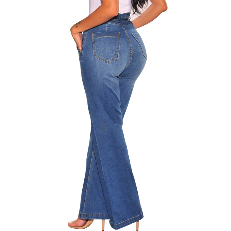 women s high waist wide leg jeans with belt nihaostyles clothing wholesale NSYB77020