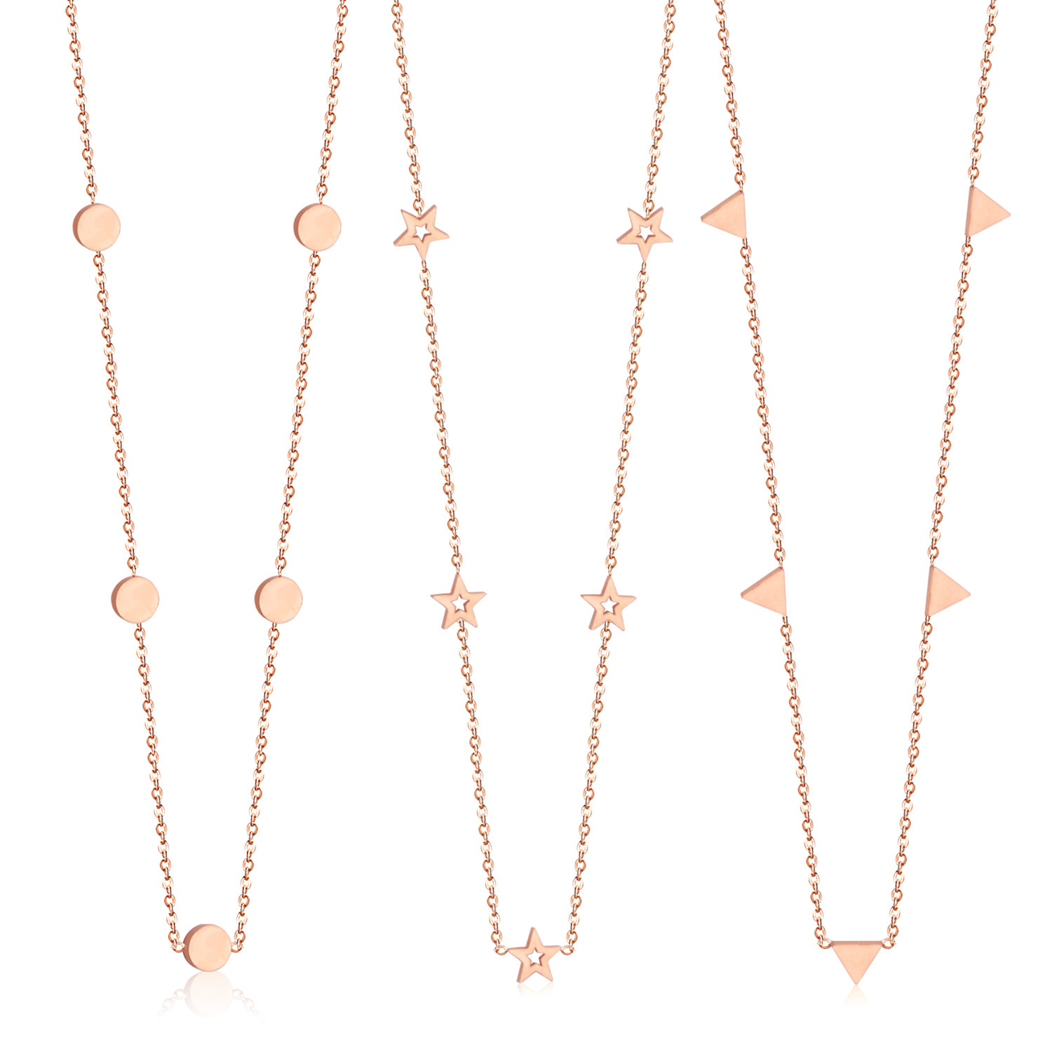 Joyería Al Por Mayor Estilo Simple Estilo Clásico Geométrico Estrella Acero Inoxidable 304 Enchapado Collar Cadena Portacables display picture 4