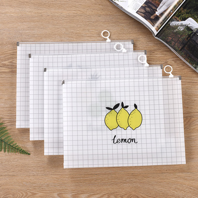 4 transparent Scrub a4 file pocket student three-dimensional file pocket Cartoon lovely Plastic waterproof Zipper bag