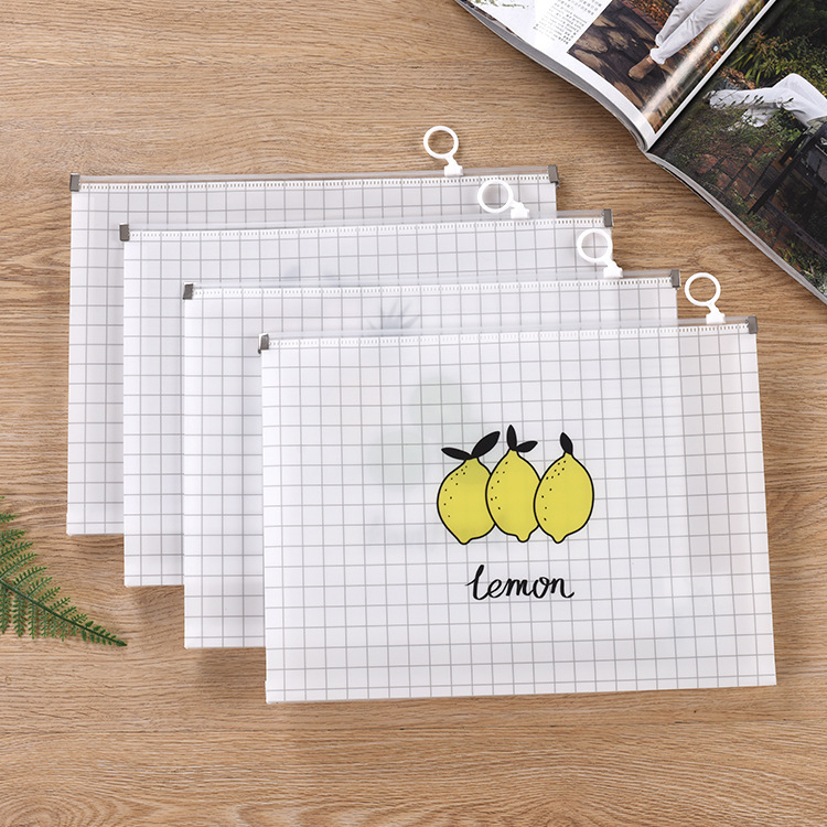 4 transparent Scrub a4 file pocket student three-dimensional file pocket Cartoon lovely Plastic waterproof Zipper bag