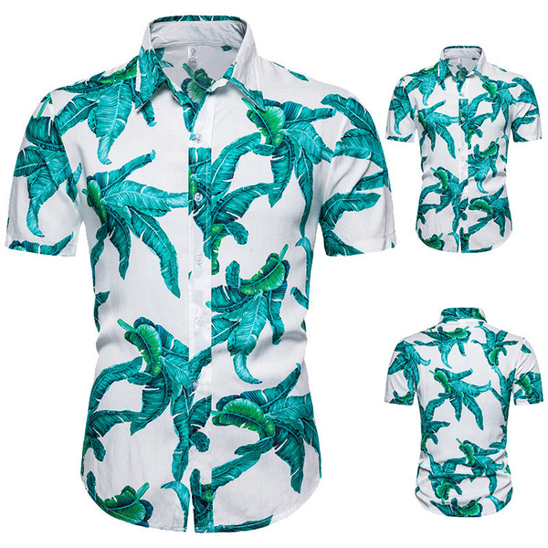 Hawaiian high quality cotton short sleeve Lapel shirt