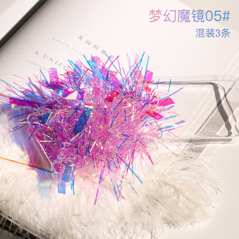 Japonés popular celofán arte del clavo de la aurora caramelo mágico colorido láser irregular etiqueta engomada del clavo fragmento decorativo