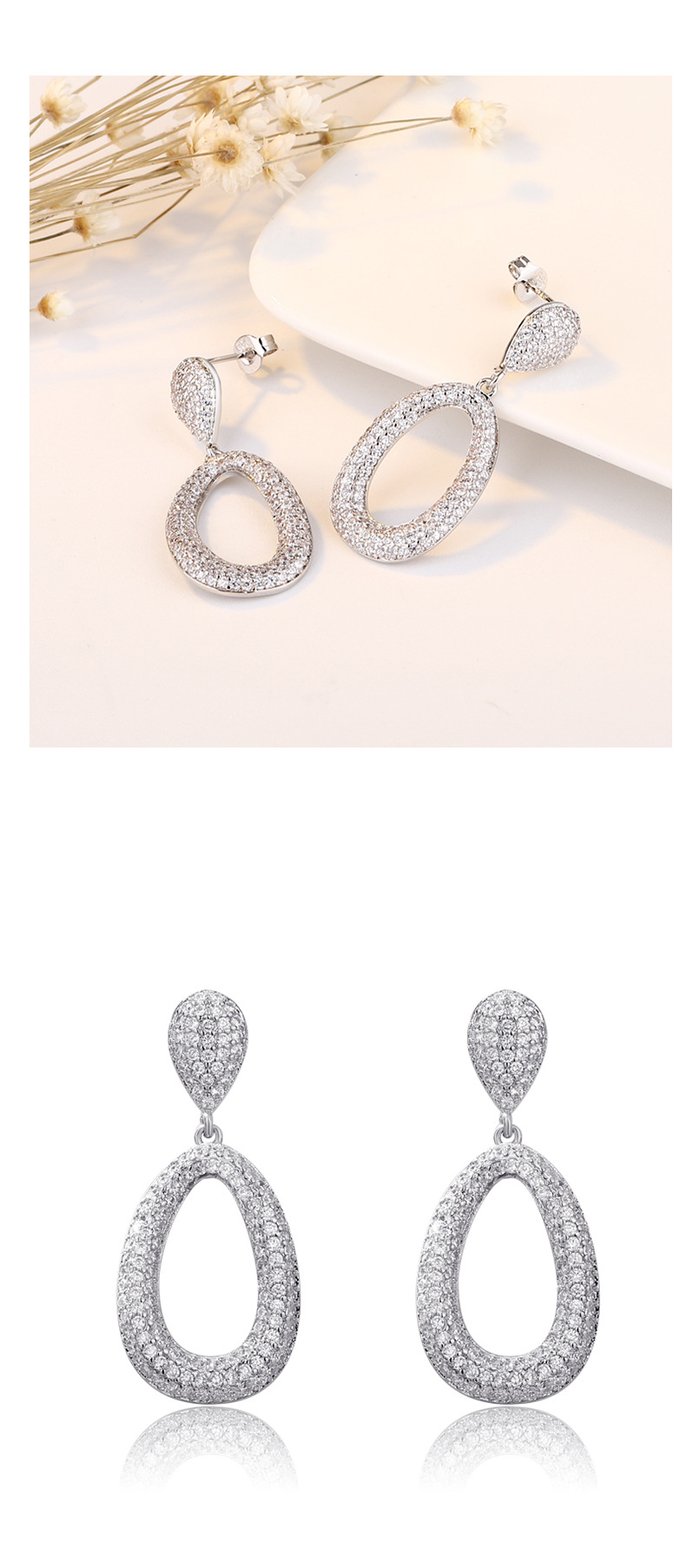 Drop Earrings Classification 1 Pair Quantity Holiday Occasion Copper Material 1 Pair Elegant Water Droplets Plating Copper Zircon Drop Earrings